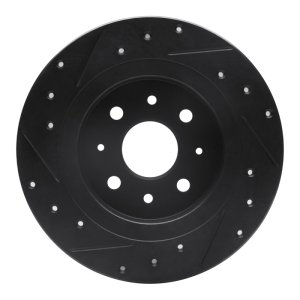 Kia Sephia Brake Rotor (1) - Rear Right - R1 Concepts - Drilled & Slotted - Black - `98-`03